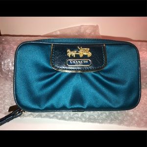 NWOT Coach Madison Teal Blue Jewelry Case Pouch